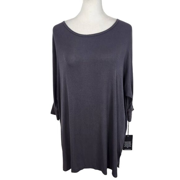 Michael Lauren Tops - Michael Lauren Dark Gray Ribbed Knit Layered Back Tunic NWT Size XS